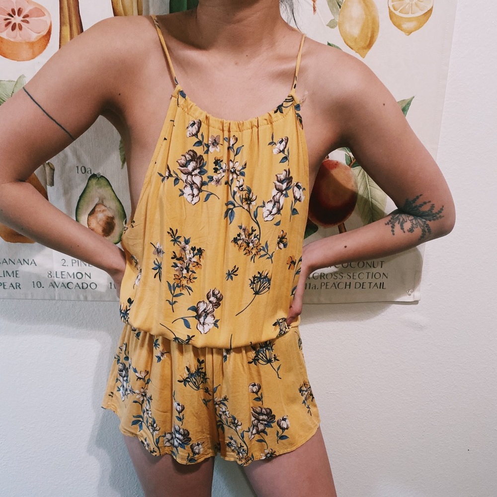 Yellow floral romper